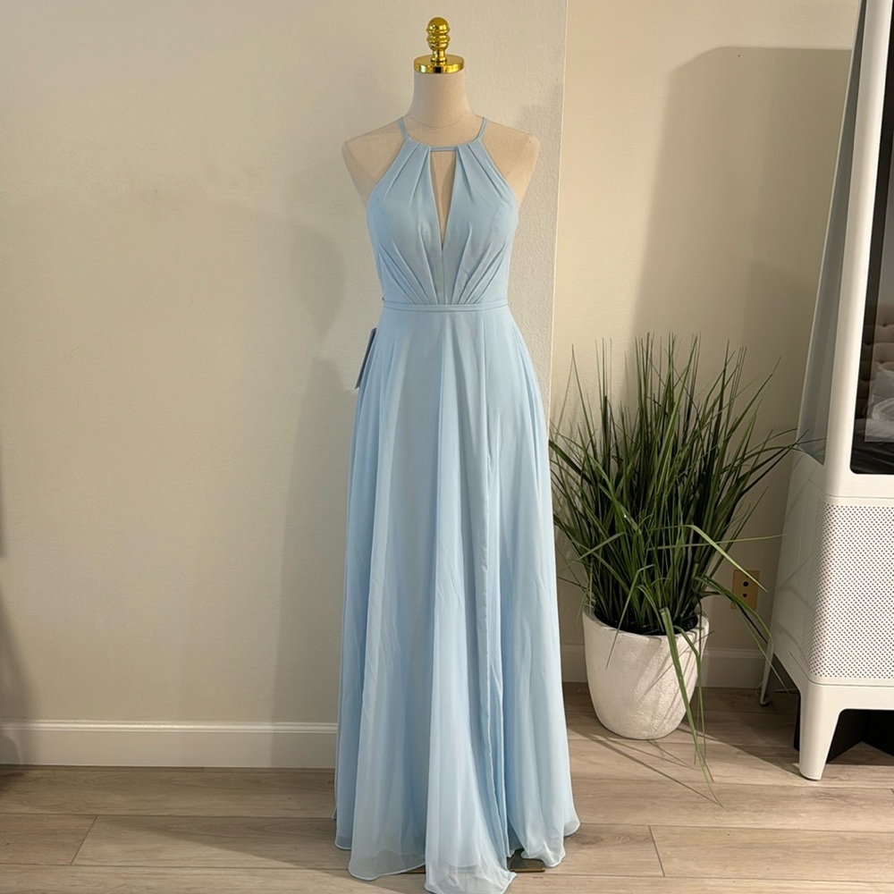 Azazie Evalleen Bridesmaid Dress in Sky Blue - Size 4 NWT
